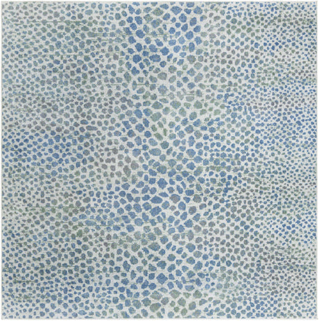 Ivory Blue 8' x 8' Kamala Washable Square Rug