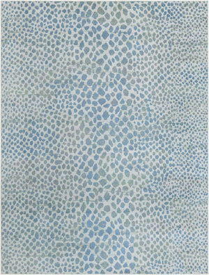Ivory Blue 8' x 10' Kamala Washable Rectangle Rug