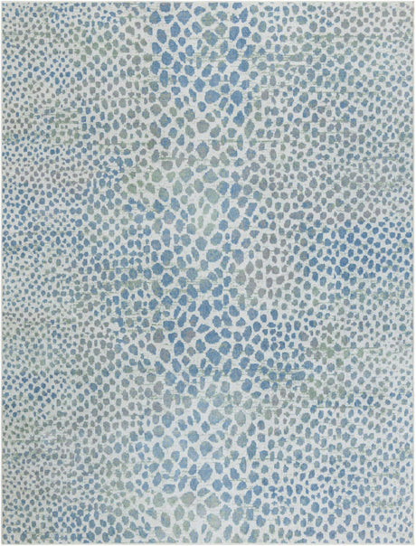 Ivory Blue 9' x 12' Kamala Washable Rectangle Rug