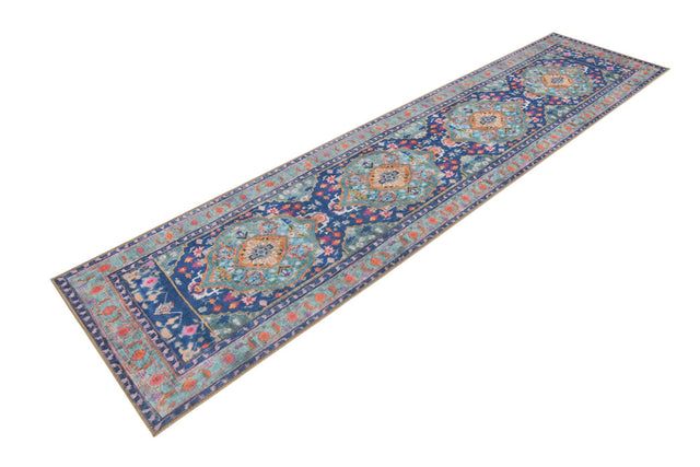 Blue 2' 6 x 10' Timeless Washable Runner Rug