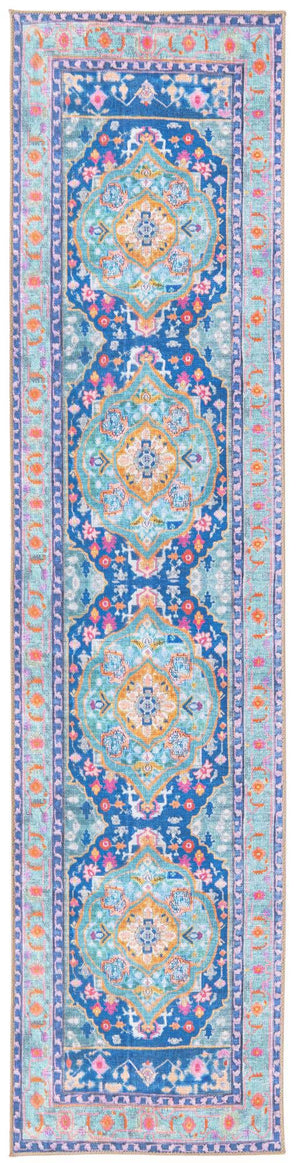 Blue 2' 6 x 10' Timeless Washable Runner Rug