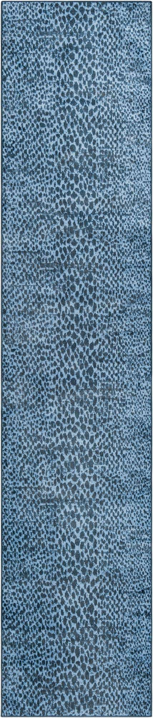 Navy Blue 3' x 12' Kamala Washable Runner Rug