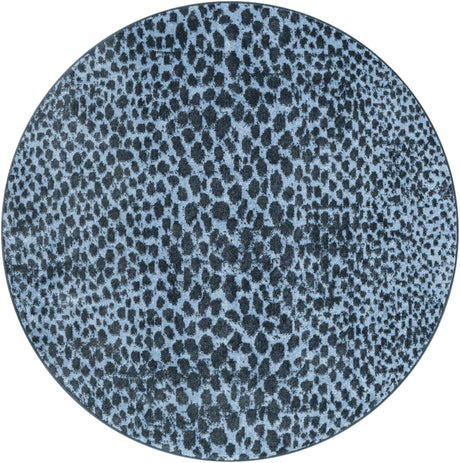 Navy Blue 3' 3 x 3' 3 Kamala Washable Round Rug