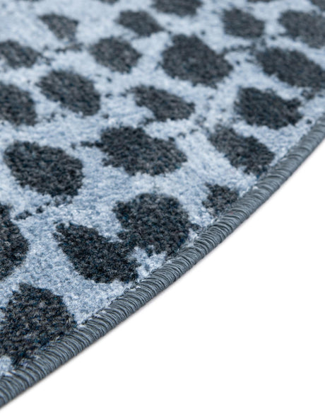 Washable Navy Blue 5' 3 x 5' 3 Kamala Washable Round Area Rug Easy to Clean Stain Resistant & Durable 100% Polyester Spill-Friendly Carpet for Sale at Rug Engine