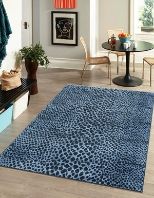 Navy Blue 6' 1 x 9' Kamala Washable Rectangle Rug