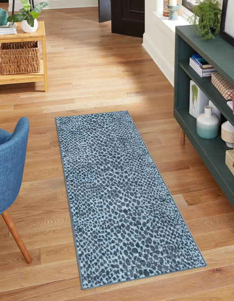 Navy Blue 2' x 8' Kamala Washable Runner Rug