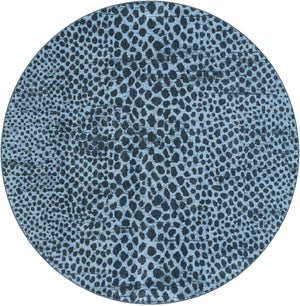 Navy Blue 8' x 8' Kamala Washable Round Rug