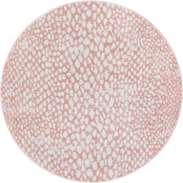 Washable Rose Pink 3' 3 x 3' 3 Kamala Washable Round Area Rug Easy to Clean Stain Resistant & Durable 100% Polyester Spill-Friendly Carpet for Sale at Rug Engine