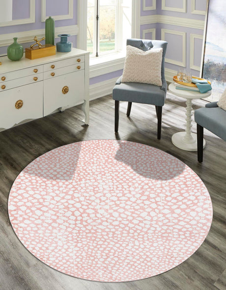Rose Pink 8' x 8' Kamala Washable Round Rug