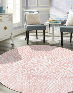Rose Pink 8' x 8' Kamala Washable Round Rug