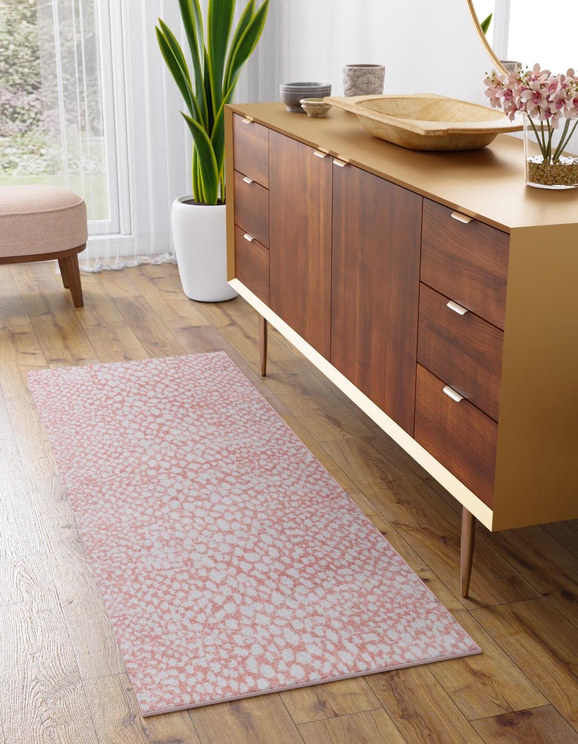 Washable Rose Pink 2' x 4' 1 Kamala Washable Runner Area Rug Easy to Clean Stain Resistant & Durable 100% Polyester Spill-Friendly Carpet for Sale at Rug Engine