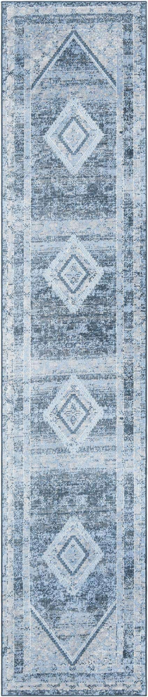 Navy Blue 3' x 12' Kamala Washable Runner Rug