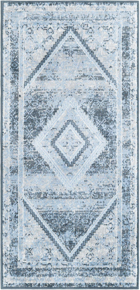 Navy Blue 2' x 4' 1 Kamala Washable Runner Rug