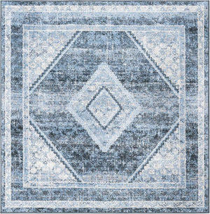Navy Blue 5' 3 x 5' 3 Kamala Washable Square Rug