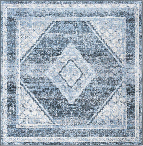 Navy Blue 5' 3 x 5' 3 Kamala Washable Square Rug