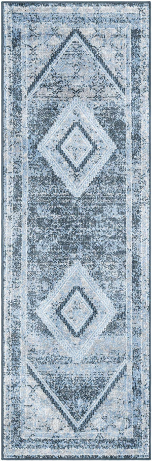 Navy Blue 2' x 6' 1 Kamala Washable Runner Rug