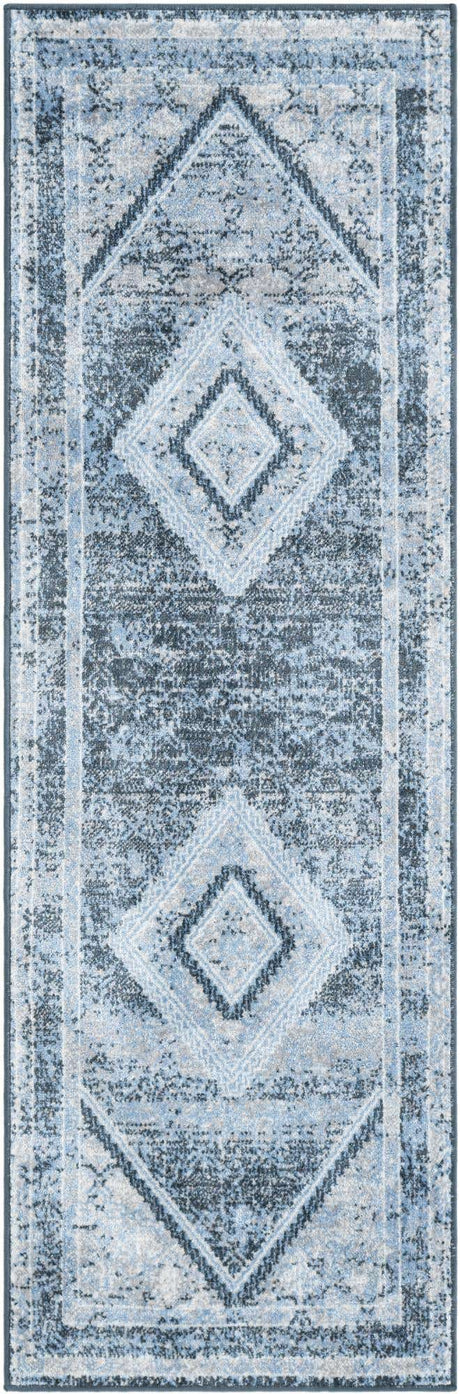 Navy Blue 2' x 6' 1 Kamala Washable Runner Rug