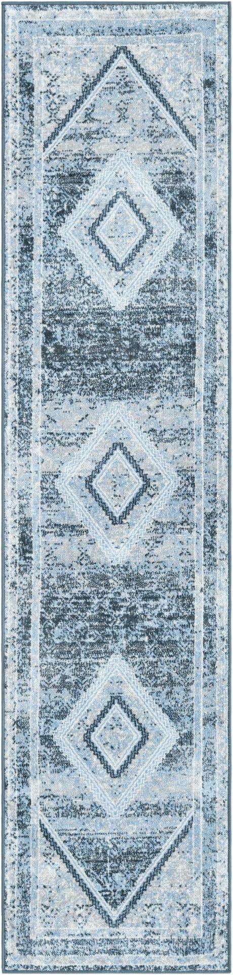 Navy Blue 2' x 8' Kamala Washable Runner Rug