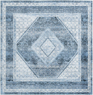 Navy Blue 8' x 8' Kamala Washable Square Rug