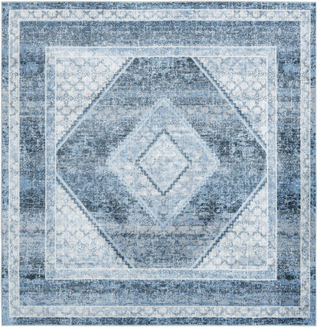 Navy Blue 8' x 8' Kamala Washable Square Rug