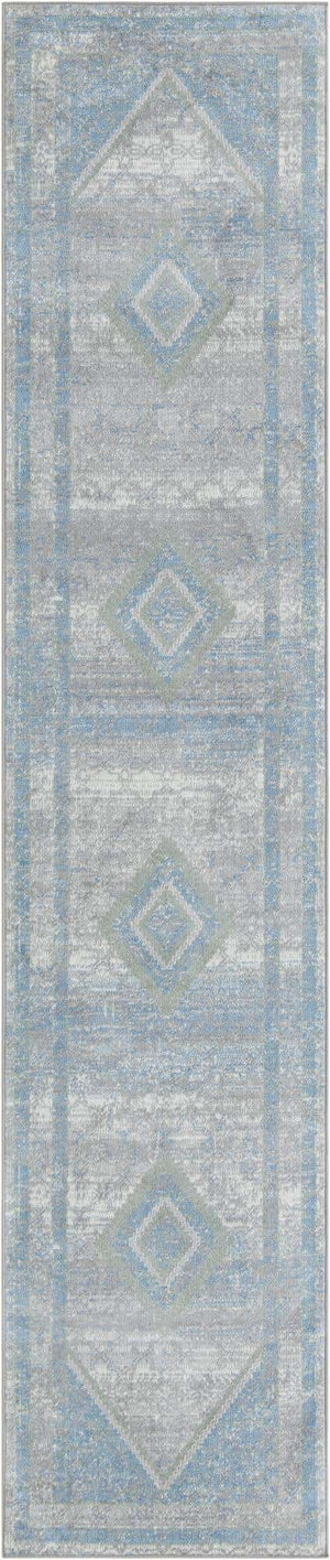 Gray Green 3' x 12' Kamala Washable Runner Rug