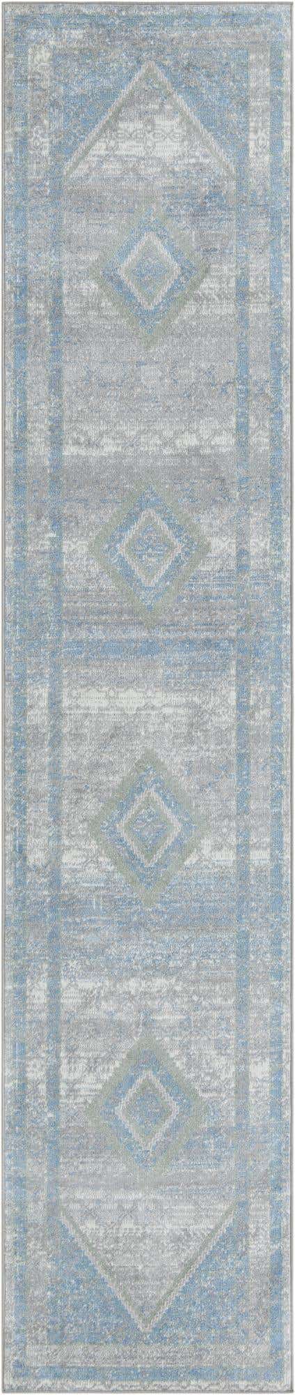 Gray Green 3' x 12' Kamala Washable Runner Rug