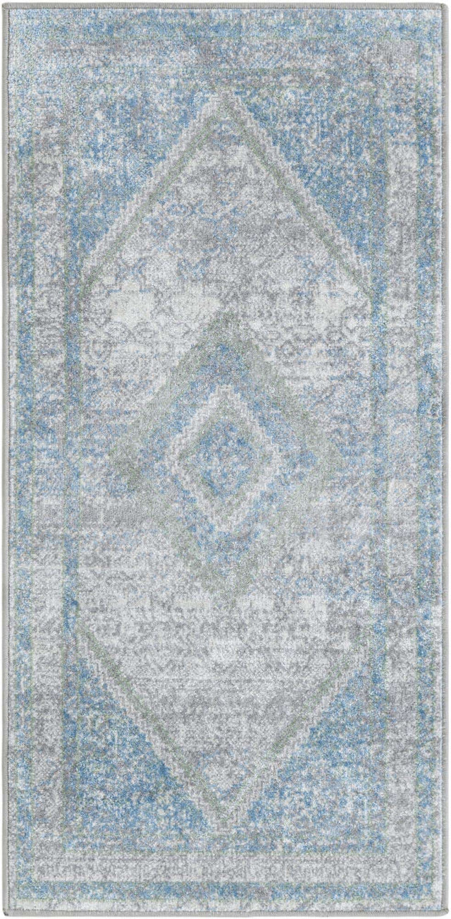 Gray Green 2' x 4' 1 Kamala Washable Runner Rug