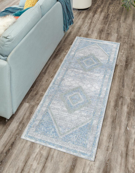 Gray Green 3' x 12' Kamala Washable Runner Rug