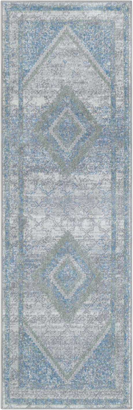 Gray Green 2' x 6' 1 Kamala Washable Runner Rug