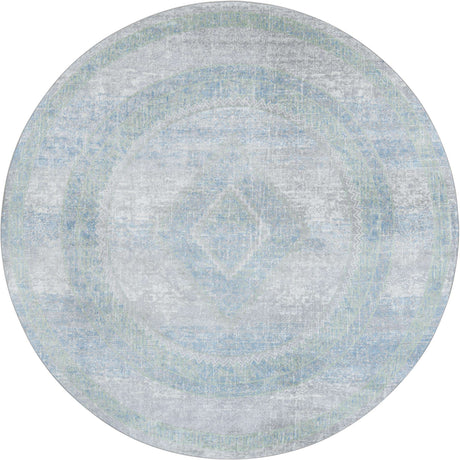 Gray Green 8' x 8' Kamala Washable Round Rug