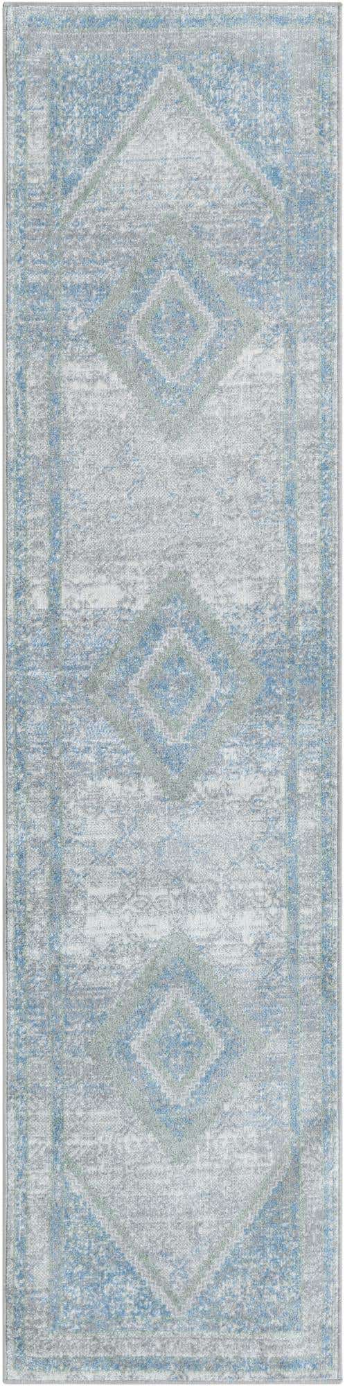Gray Green 2' x 8' Kamala Washable Runner Rug
