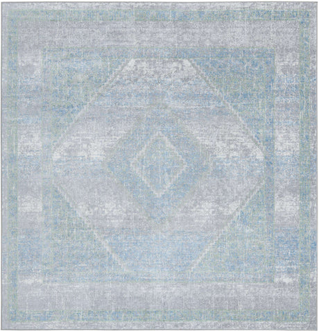 Gray Green 8' x 8' Kamala Washable Square Rug