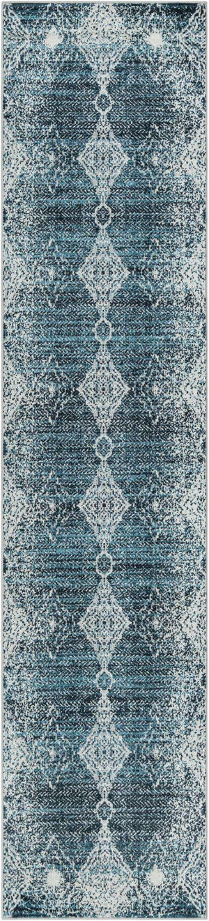 Navy Blue 3' x 12' Kamala Washable Runner Rug