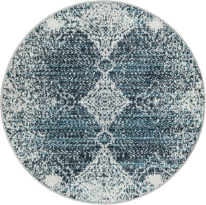 Navy Blue 3' 3 x 3' 3 Kamala Washable Round Rug