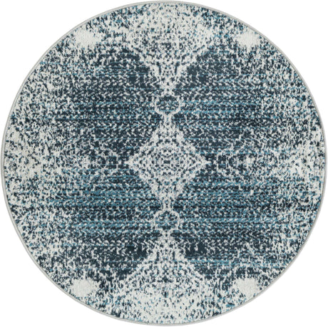Navy Blue 3' 3 x 3' 3 Kamala Washable Round Rug