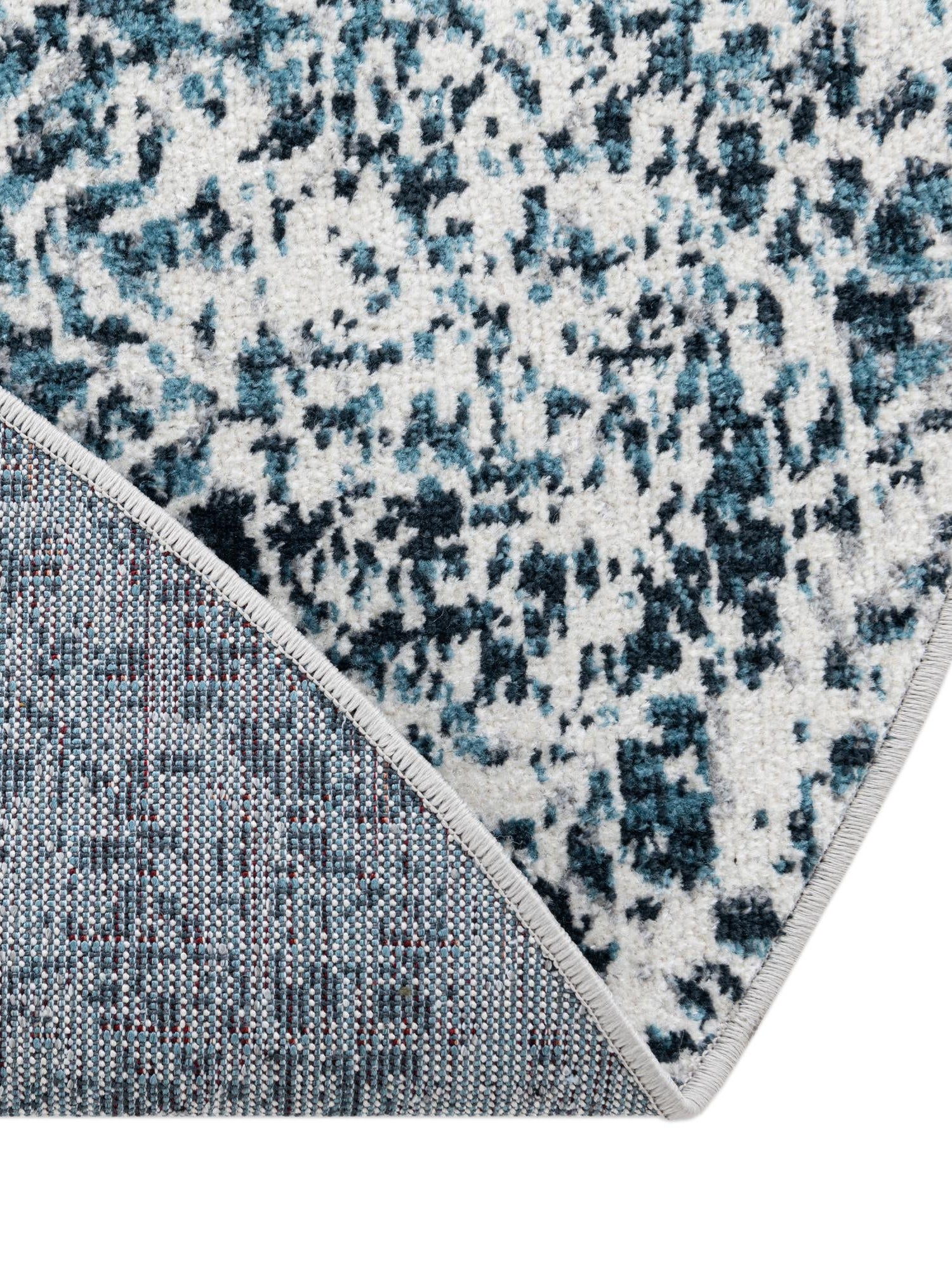 Washable Navy Blue 7' 10 x 7' 10 Kamala Washable Round Area Rug Easy to Clean Stain Resistant & Durable 100% Polyester Spill-Friendly Carpet for Sale at Rug Engine