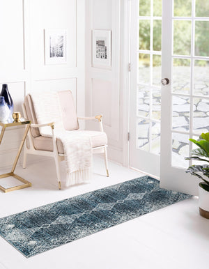 Navy Blue 2' x 4' 1 Kamala Washable Runner Rug