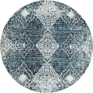 Navy Blue 8' x 8' Kamala Washable Round Rug
