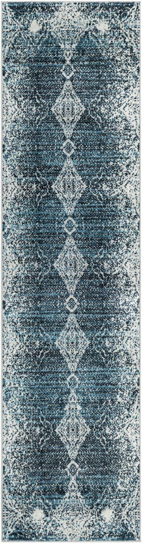 Navy Blue 2' x 8' Kamala Washable Runner Rug