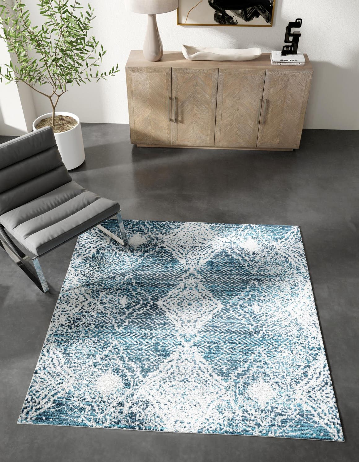 Washable Navy Blue 5' 3 x 5' 3 Kamala Washable Square Area Rug Easy to Clean Stain Resistant & Durable 100% Polyester Spill-Friendly Carpet for Sale at Rug Engine