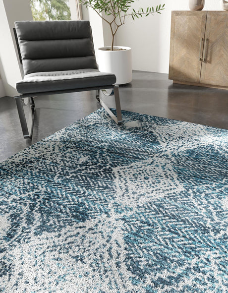 Washable Navy Blue 7' 10 x 7' 10 Kamala Washable Square Area Rug Easy to Clean Stain Resistant & Durable 100% Polyester Spill-Friendly Carpet for Sale at Rug Engine