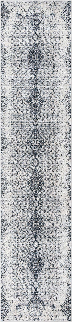 Black and White 3' x 12' Kamala Washable Runner Rug