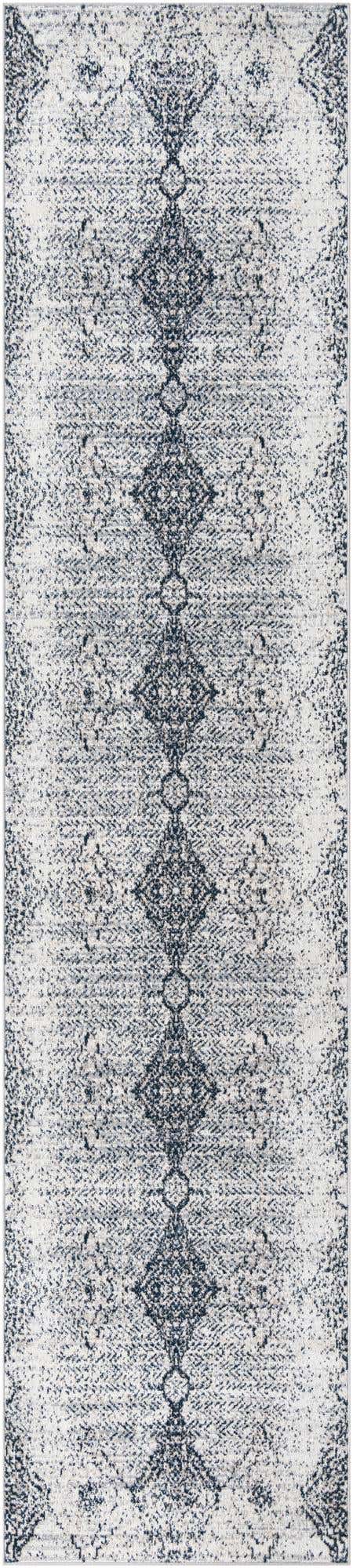 Black and White 3' x 12' Kamala Washable Runner Rug