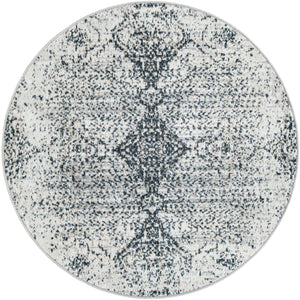 Black and White 3' 3 x 3' 3 Kamala Washable Round Rug