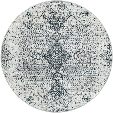 Black and White 3' 3 x 3' 3 Kamala Washable Round Rug