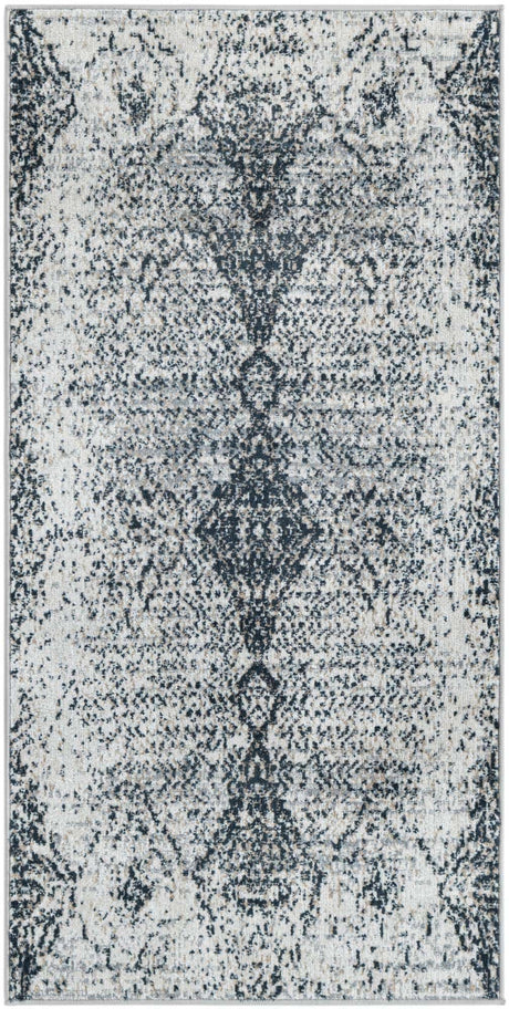 Black and White 2' x 4' 1 Kamala Washable Runner Rug