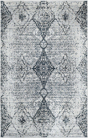 Black and White 4' 1 x 6' 1 Kamala Washable Rectangle Rug