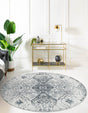 Black and White 8' x 8' Kamala Washable Round Rug