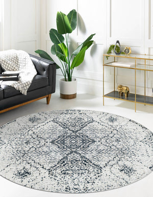Black and White 5' 3 x 5' 3 Kamala Washable Round Rug