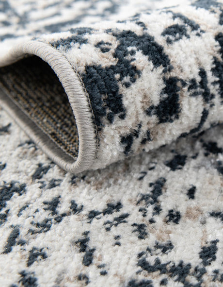 Washable Black and White 7' 10 x 7' 10 Kamala Washable Round Area Rug Easy to Clean Stain Resistant & Durable 100% Polyester Spill-Friendly Carpet for Sale at Rug Engine
